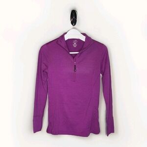 Polar Edge Fuchsia 100% Merino Wool 1/4 Zip Long Sleeve Base Layer Shirt Sz Med